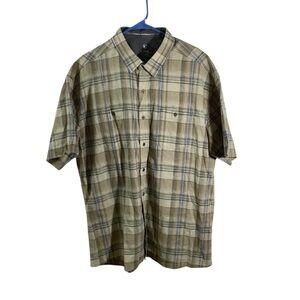 Kuhl Linen Blend Plaid Short Sleeve  Shirt Button Down